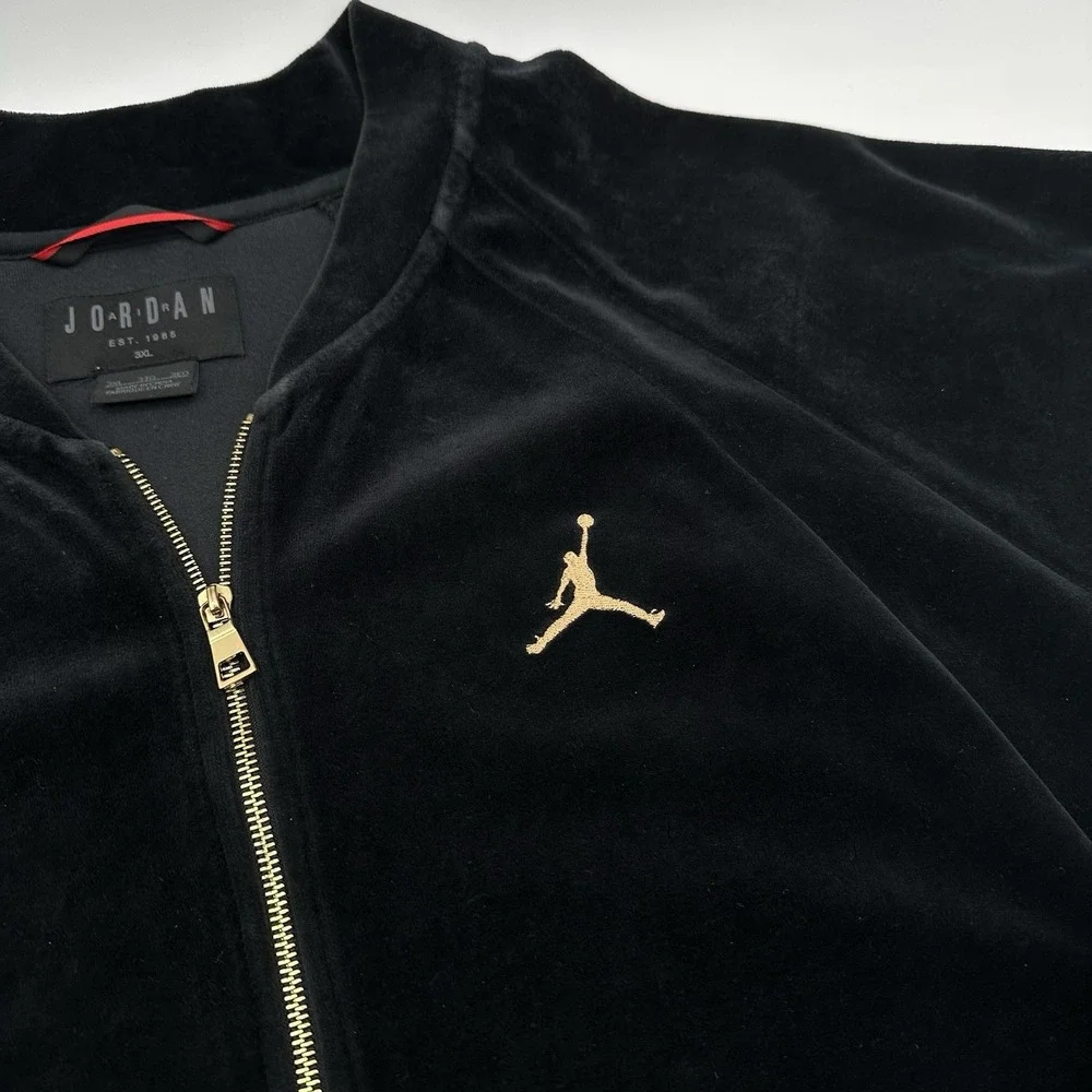 Nike Air Jordan Track Jacket Mens XXXL 3XL Black Jumpman Velour ZipUp AH2357-010